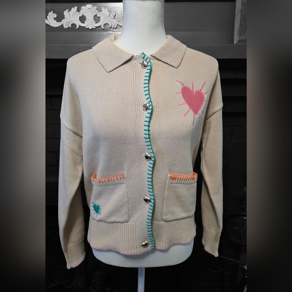 XO Kerri Rosenthal Cardigan with Heart Design